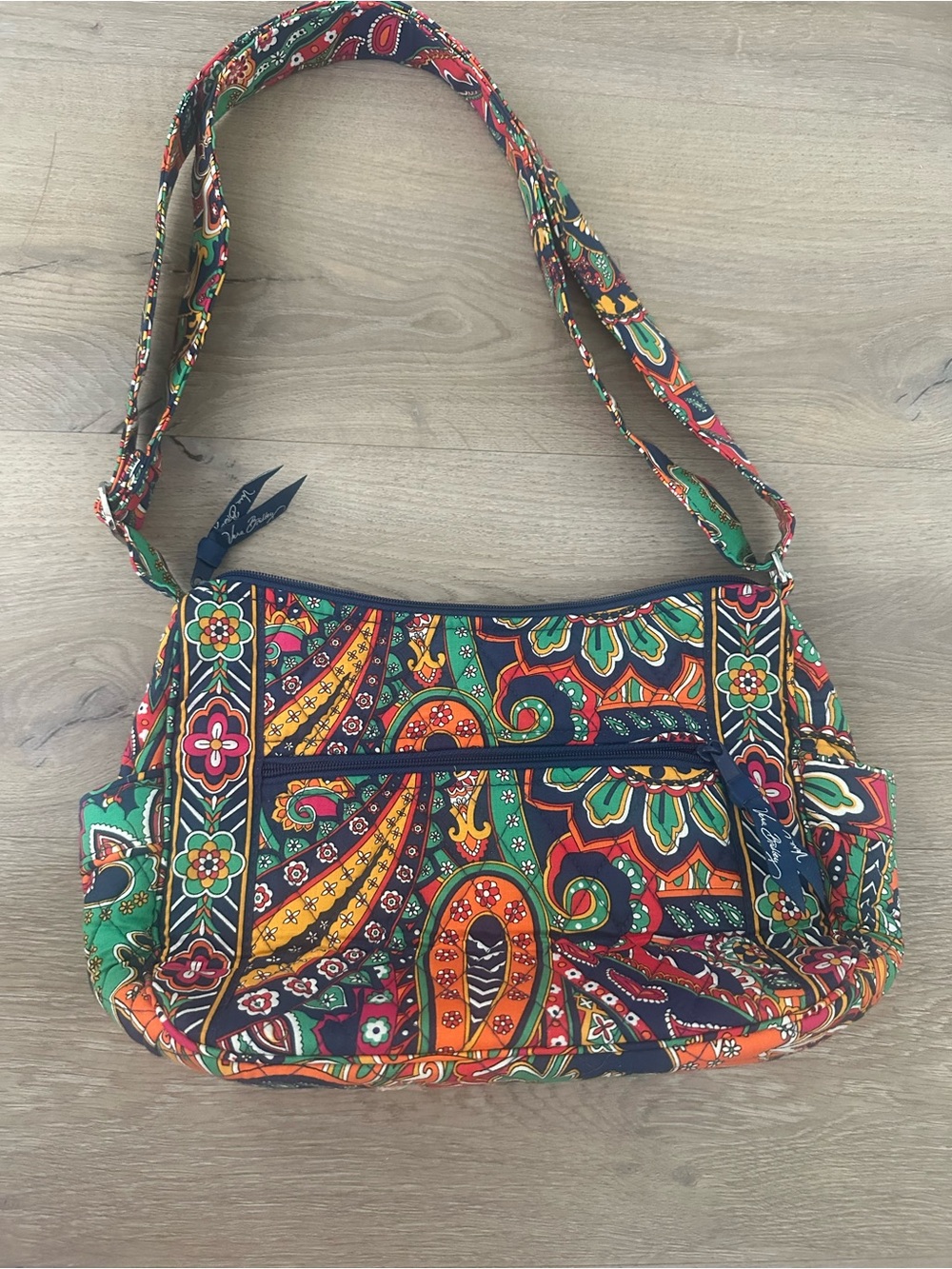 Colorful Vera Bradley Paisley Crossbody Shoulder Bag - Green, Red & Orange